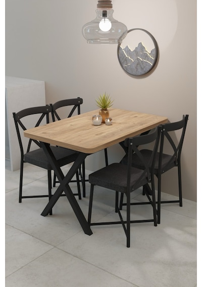 Modern Yemek Masası Takımı 70x110 Cm Oval Mutfak Masası & 4 Adet Tonet Model Kumaş Döşemeli Sandalye Atlantik Çam Modern Yemek Masası Takımı 70x110 Cm Oval Mutfak Masası & 4 Adet Tonet Model Kumaş Döşemeli Sandalye Atlantik Çam