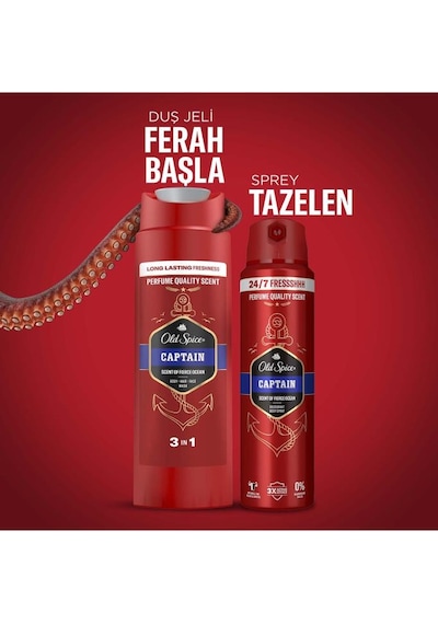 Old Spice Captain Duş Jeli 250 Ml+deodorant Sprey 150 Ml Set