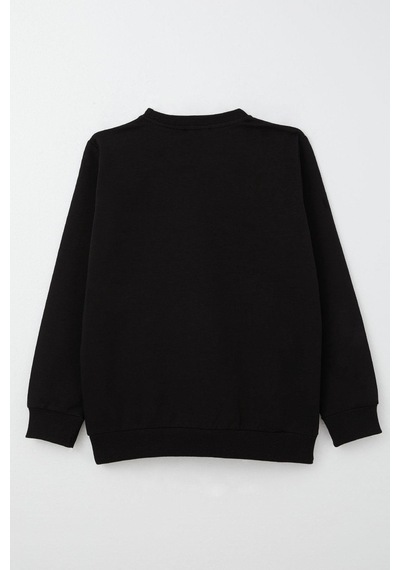 Breeze Erkek Çocuk Sweatshirt Kapaklı Cep Detaylı 6-12 Yaş, Siyah Siyah