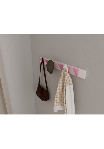 Hepsi3boyutlu Modern Duvar & Kapı Kanca Askılık - 6 Adet Pembe Kanca Askılık - Model No : 5 Pembe