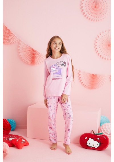 Siyah İnci Lisanslı %100 Pamuk Çok Renkli Bisklet Yaka Pijama Takım Hk210 Pembe