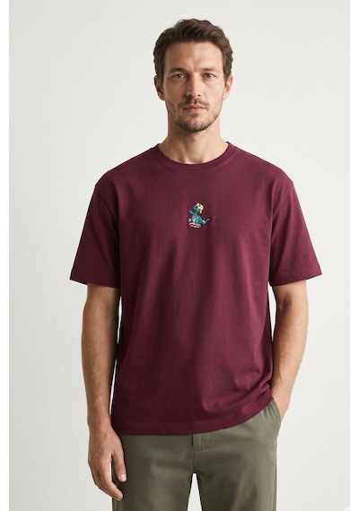 Elemge %100 Pamuk Compact Penye Süprem Bordo Timsah Nakışlı Trend Fit Erkek Tok Kumaş T-shirt Rahat Kesim Elemge %100 Pamuk Compact Penye Süprem Bordo Timsah Nakışlı Trend Fit Erkek Tok Kumaş T-shirt Rahat Kesim