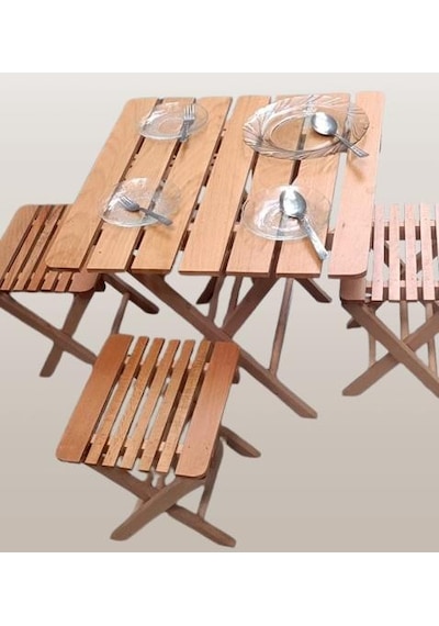 Bengi Ticaret Piknik Seti Katlanabilir 90392 Kayın Ağacı Az Yer İşgal Eder Çok İş  El Yapım Ceviz