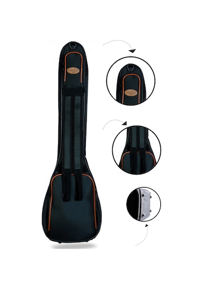 Profesyonel Su Geçirmez 20 Mm Pedli Gigbag Kısa Bağlama Saz Kılıfı Siyah