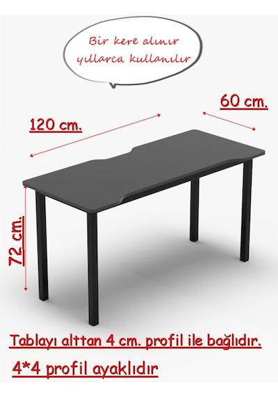 120 Gaming Oyun Çalışma Masası Antrasit Masa Ofis Masası 7120- Metal