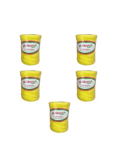 Favori İp 5000 Denye -0.8 Mm- Ambalaj Ve Paket İpi Naylon Burgulu Örgü Çamaşır İpi - Sarı - 5 Adet