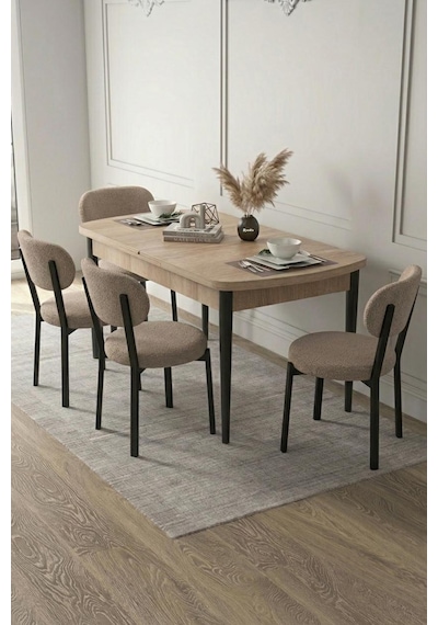 Renlife 4 Kişilik Açılır Mutfak Masa Takımı Yemek Masası Ve Sandalye Seti Metal Ayaklı Sonomo Kahve Renlife 4 Kişilik Açılır Mutfak Masa Takımı Yemek Masası Ve Sandalye Seti Metal Ayaklı Sonomo Kahve