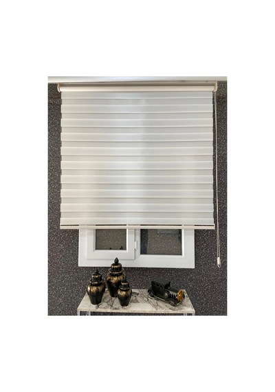 Ekru İthal Bambu Zebra Stor Perde Eteksiz 1. Kalite+alüminyum Kasa