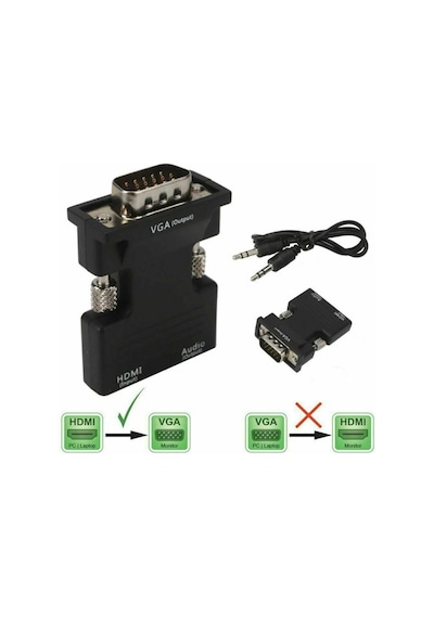 Hdmi To Vga Kablo Çevirici Dönüştürücü + Ses Destekli Mg-2163 (468077435)