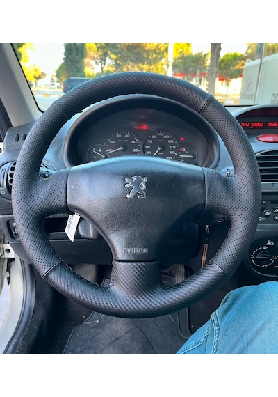Peugeot 206 Araca Özel Dikmeli Direksiyon Kılıfı Siyah