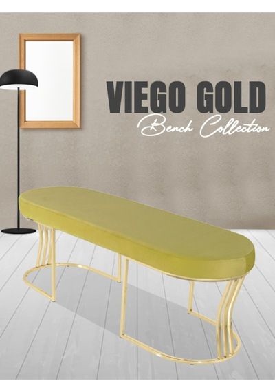 Viego Gold Smooth- Hardal Kapitoneli Model Puf & Bench & Koltuk- Oturak-uzun Makyaj Puff-yatak Odası Ucu &önü