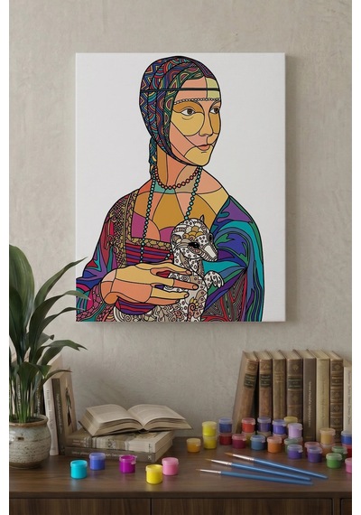 Rönesans Kadın Desenli Mandala Tuval Boyama Seti 40x50 Cm