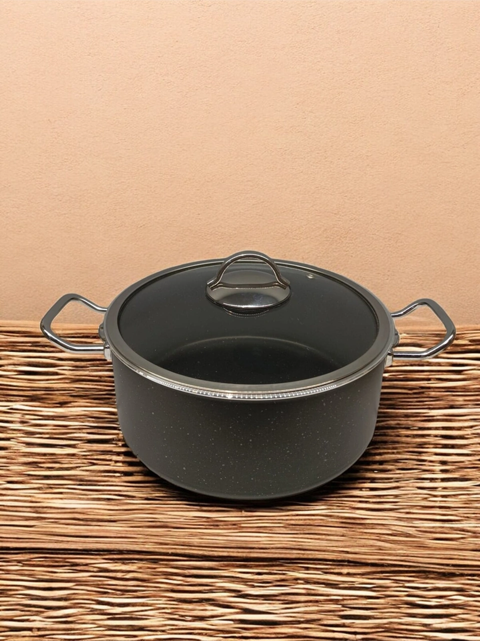 Tuna House Granit Derin Tencere 22 Cm Siyah