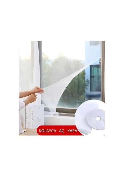 Dayanıklı Kolay Kullanım Yapışkanlı Cırt Cırtlı Tek Kanat Pencere Sineklik - 75x125 Plastik