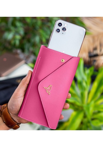 Bk Gift Kişiye Özel İsimli Telefon Ve Bozuk Para Bölmeli Zarf Model Fuşya Kadın Cüzdanı, Sevgiliye Hediye, Anneye Hediye Çok Renkli