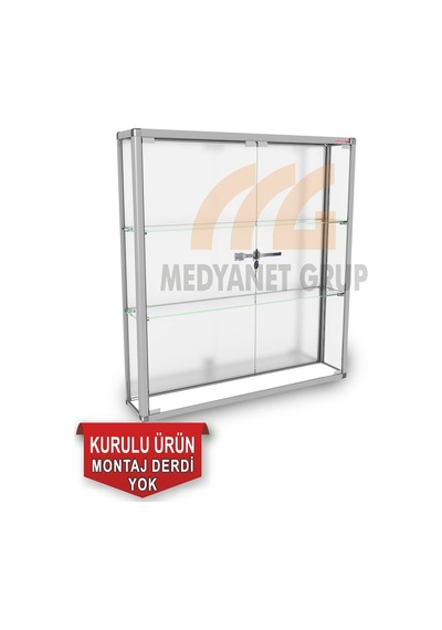 Duvar Tipi Camlı Vitrin - Camlı Dolap - Camlı Koleksiyon Vitrini (528830931) Gri