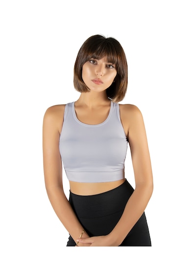 Terapi Men Gri Sırt Detaylı Fitted/vücuda Oturan Kare Yaka Spor Bluz Gri