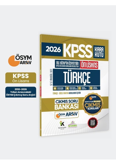 2026 Fullönlisans Kpss Türkçe Kara Kutu ÖSYM Çıkmış Soru Bankası Son 15 Yıl (Sadece Ön Lisans)