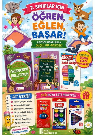 2.sınıf Okuduğumu Anlıyorum-neşeli Matematik Öyküleri-dikkat Ve Zeka Gelişimi Boya Seti Hediyeli