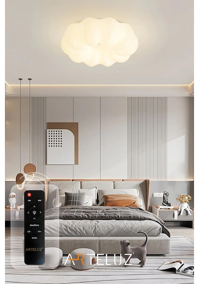 Luxury Bulut Model Modern Plafonyer Avize 45 Cm Beyaz