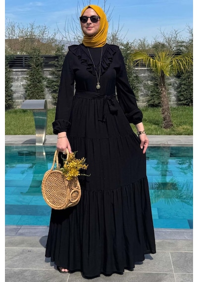 Rabia Şamlı Jale Elbise Siyah Normal