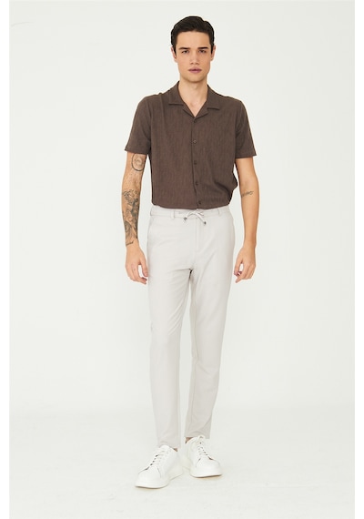 Açık Gri Modern Kesim Bağcıklı Smart Casual Jogger Pantolon A.Gri