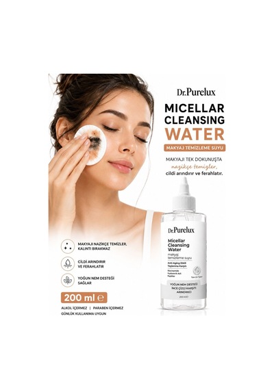 Anti Aging Micellar Cleansing Water 200 Ml Niasinamid, Hyaluronik Asit Ve Peptit İçeren Makyaj Tem