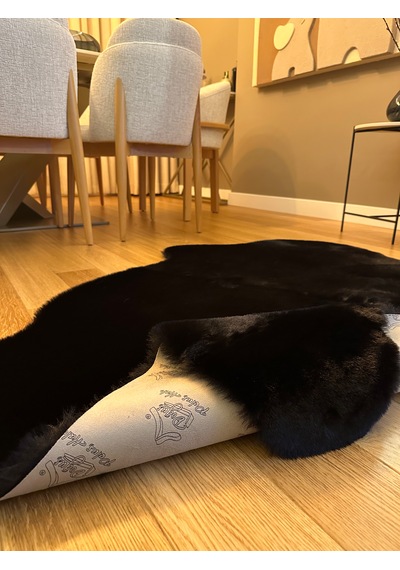 Ultra Soft Siyah Yumuşak Dokulu Peluş Halı Tek Kafa Post