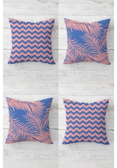Zigzag Ve Tropikal Yaprak Desenli Gizli Fermuarlı Kırlent Kılıfı Koltuk Yastık Kılıfı Takım 4adet , Pembe-mavi 45 X 45 50 x 22 Zigzag Ve Tropikal Yaprak Desenli Gizli Fermuarlı Kırlent Kılıfı Koltuk Yastık Kılıfı Takım 4adet , Pembe-mavi 45 X 45 50 x 22