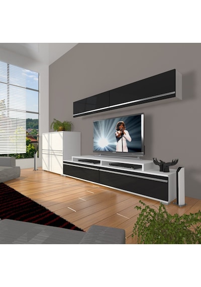 Decoraktiv Ekoflex 6y Mdf Tv Ünitesi Tv Sehpası Beyaz - Siyah