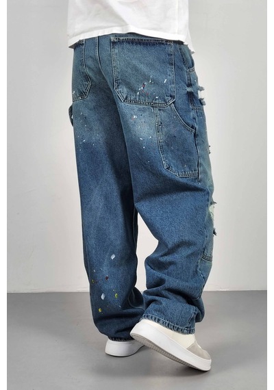 Cedy Denim Cedy Denım Yüksek Kalite Erkek Yüksek Bel Worker Tarz Skater Jean Yeşil