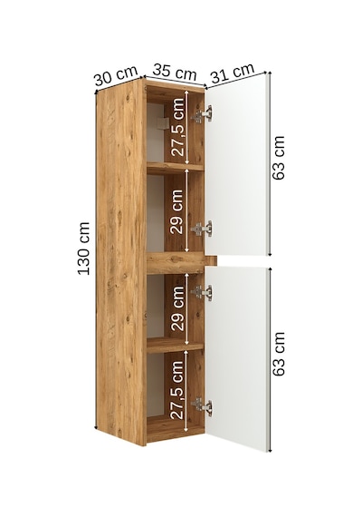 Banos Roomart Ayaksız 2 Kapaklı Ahşap-Mat Beyaz 130 x 35 CM Boy Beyaz