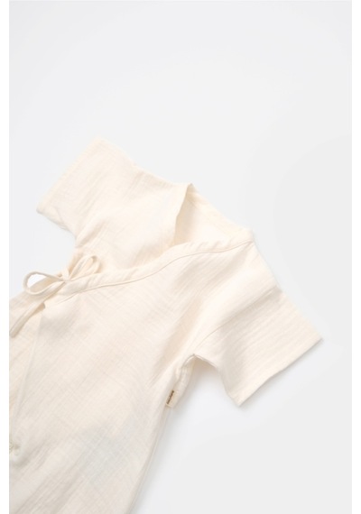 BabyCosy Organik Müslin Kruvaze Kısa Kollu Tulum Csym7000 001