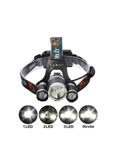 Boruit T6 Kafa Feneri 5000 Lumens 3xcree Xm-t6+2r5 Lamba Led Kamp Lambası Pop Çok Renkli