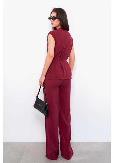 Seeh Bordo Basic Yelek Pantolon Takım Sh241 Standart