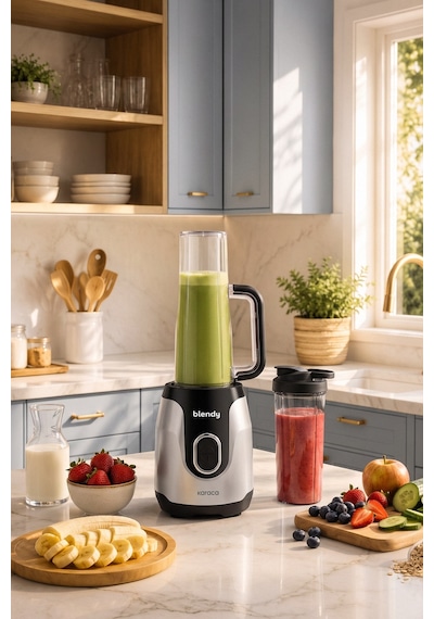 Karaca Blendy Personal Kişisel Kulplu Smoothie Blender Çift Hazneli Silver