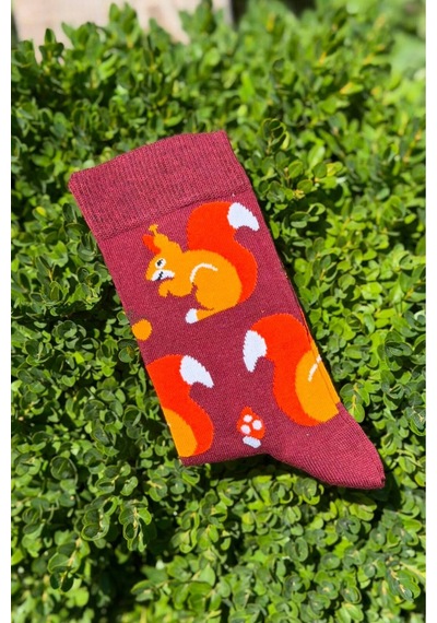Lousocks Unisex Sincap Desenli Renkli Soket Çorap Bordo