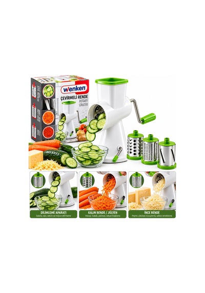 Kollu - Çevirmeli Değirmen - Rende Doğrayıcı Set Dilimleme Aparatı - Kalın-ince Rende Ur-3369 5570 Çok Renkli