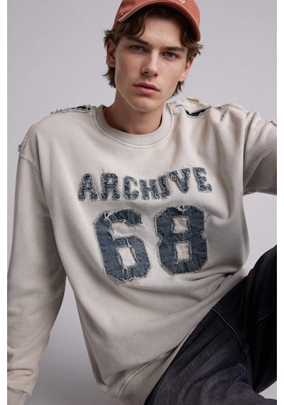 Defacto Boxy Fıt Bisiklet Yaka Sweatshirt H6268ax26spgr368 Gri-gr368