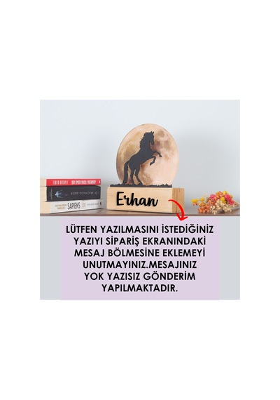 Işıklı Pleksi Dolunay Kişiselleştirilebilir Dekoratif Biblo Ahşap Sage At Anahtar Askılığı Sarı - 740155317 Sarı