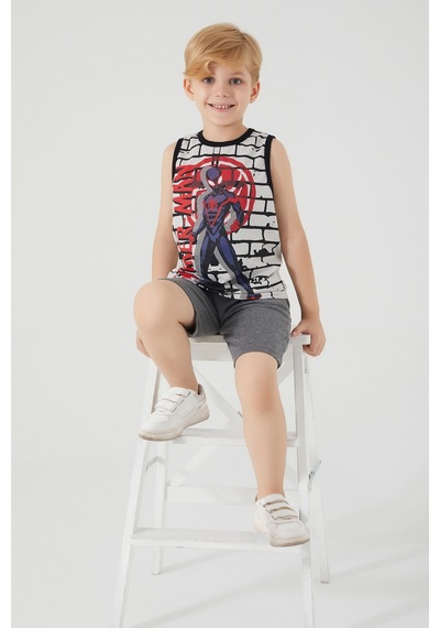 Spiderman Shadowed Gri Erkek Çocuk Bermuda Takım Gri