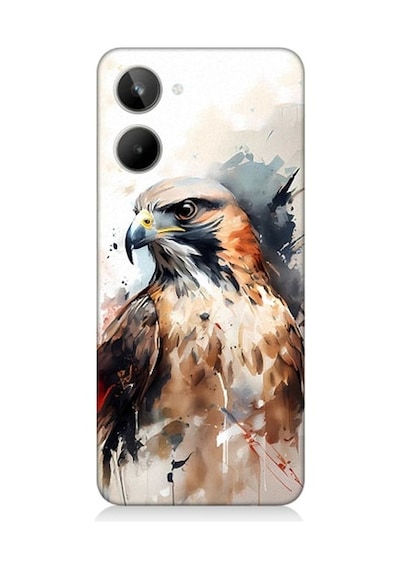 Realme 10 Uyumlu Siyah Beyaz Asil Kartal Desenli Silikon Kılıf