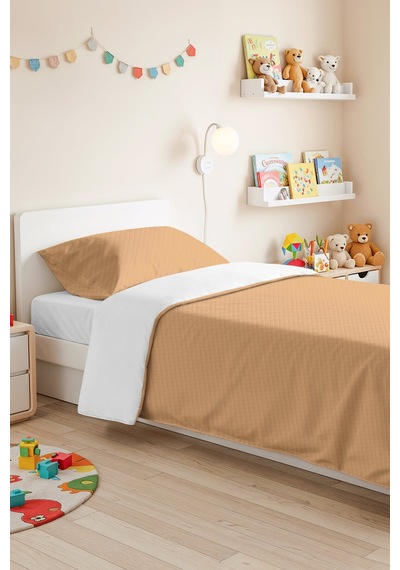 Bej Minimal Genç Odası Tek Kişilik Pike Takımı - Kapitone Sade 160x220 Cm Mevsimlik Yatak Örtüsü Sabahçı Pencere Kıyısı