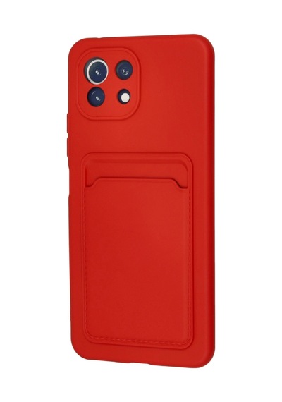 Xiaomi Mi 11 Kılıf Kelvin Kartvizitli Silikon - Kırmızı -