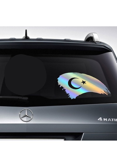 Türk Bayrağı Sticker - Ay Yıldız, Türkiye, Araba Oto Motosiklet Karavan Sticker - 00786 14x7 Cm