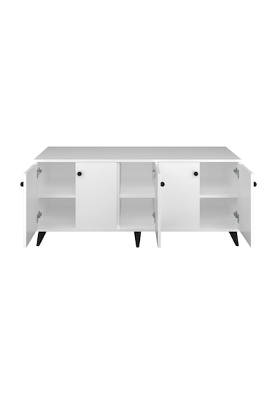 Simple Tv Ünitesi 3 Raflı 5 Kapaklı 150x44x64 Beyaz Beyaz