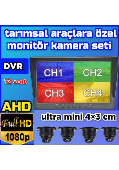 7'' Hybrid Dvr Ekran 4 Adet 150 Derece Ultra Mini Ahd Kamera Set