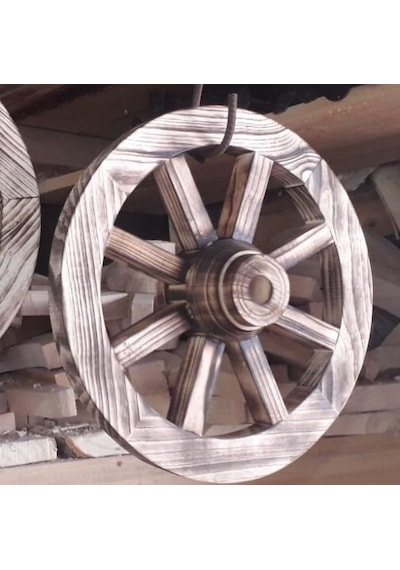 Otantik Çarşı Ahşap At Arabası Tekeri 40 cm.
