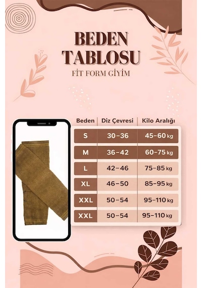 Fitformgiyim Deve Tüyü Model Yün Uzun Dizlik Sıcak Tutan 2 Adet 1 Çift Kahverengi