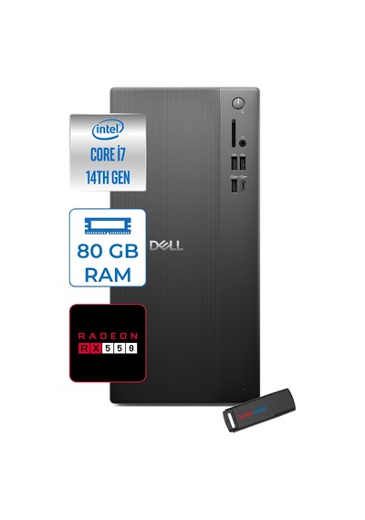 Dell Tower Essential QVT1260 BTO-01400727P29-126000727P29 i7-14700 80 GB 2 TB SSD RX550 W11P Masaüstü Bilgisayar + USB Bellek